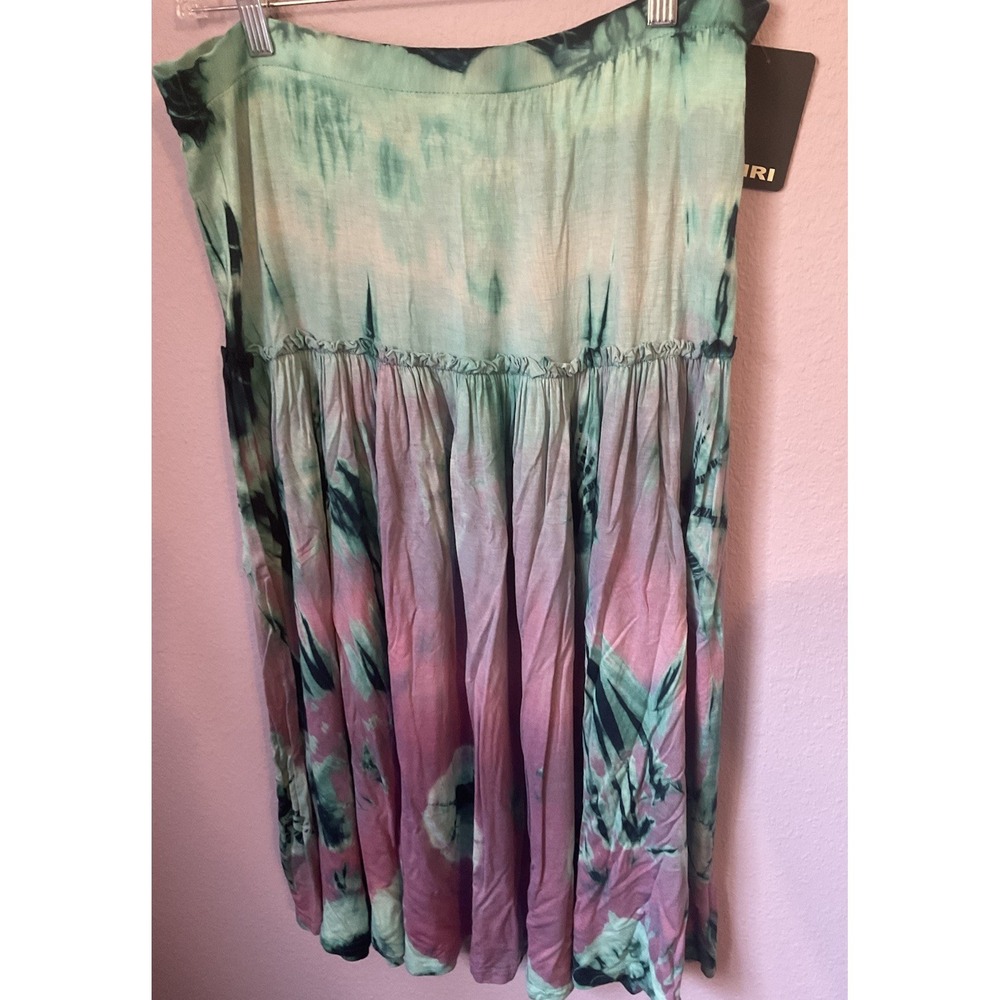 Dimri Teal Purple Tie Dye Midi Hippie Boho Festival Skirt Large - Picture 2 of 3